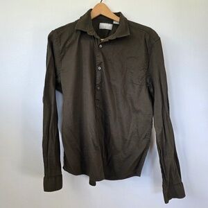Claiborne Olive Green Slim Fit Stretch Button Down Shirt - XL